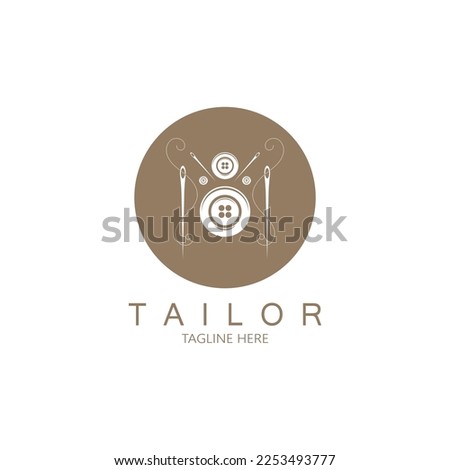 tailor logo icon illustration template combination of buttons for clothes, thread and sewing machine, for clothing product design, convection companies, fashion in vector form