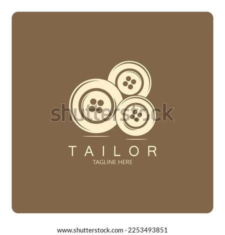 tailor logo icon illustration template combination of buttons for clothes, thread and sewing machine, for clothing product design, convection companies, fashion in vector form