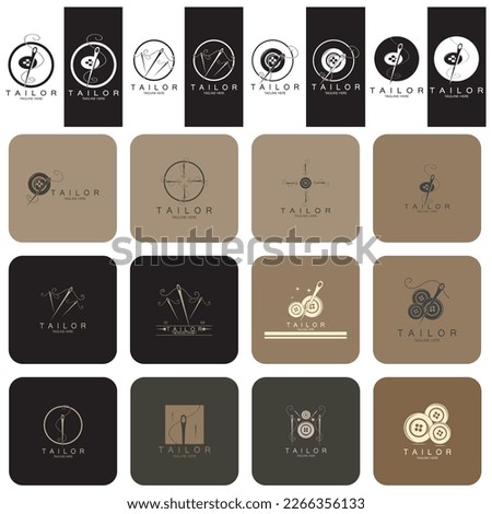 tailor logo icon illustration template combination of buttons for clothes, thread and sewing machine, for clothing product design, convection companies, fashion in vector form