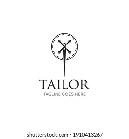 Tailor logo luxury needle and thread icon, sewing silhouette, vector illustration best logo design