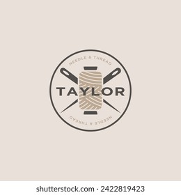Tailor logo luxury needle and thread icon template