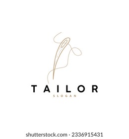 Tailor Logo, Needle and Thread Vector, Retro Vintage Simple Minimalist Old Inspiration Design