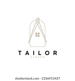 Tailor Logo, Needle and Thread Vector, Retro Vintage Simple Minimalist Old Inspiration Design