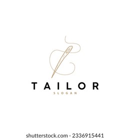 Tailor Logo, Needle and Thread Vector, Retro Vintage Simple Minimalist Old Inspiration Design