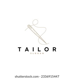 Tailor Logo, Needle and Thread Vector, Retro Vintage Simple Minimalist Old Inspiration Design