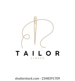 Tailor Logo, Needle and Thread Vector, Retro Vintage Simple Minimalist Old Inspiration Design