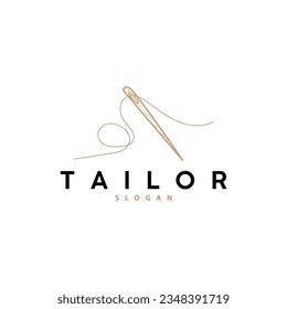 Tailor Logo, Needle and Thread Vector, Retro Vintage Simple Minimalist Old Inspiration Design