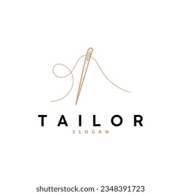 Tailor Logo, Needle and Thread Vector, Retro Vintage Simple Minimalist Old Inspiration Design