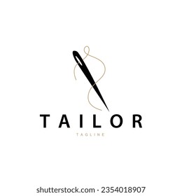 Tailor Logo, Needle And Thread Vector Illustration Design