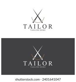 Tailor Logo  Needle  Thread Vector Design  vintage logo