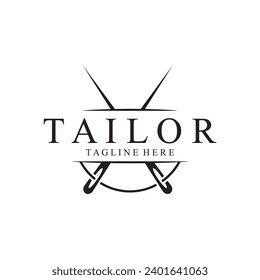 Tailor Logo  Needle  Thread Vector Design  vintage logo