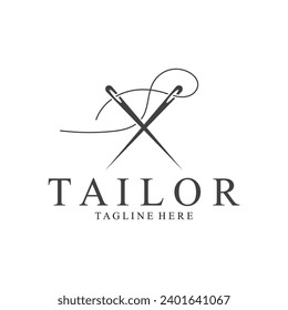 Tailor Logo  Needle  Thread Vector Design  vintage logo