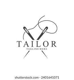 Tailor Logo  Needle  Thread Vector Design  vintage logo