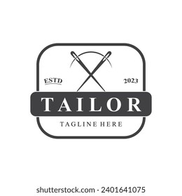 Tailor Logo  Needle  Thread Vector Design  vintage logo