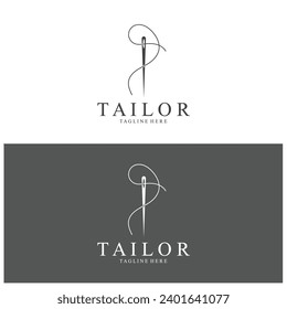 Tailor Logo  Needle  Thread Vector Design  vintage logo