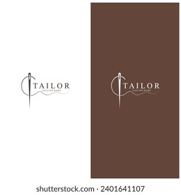 Tailor Logo  Needle  Thread Vector Design  vintage logo