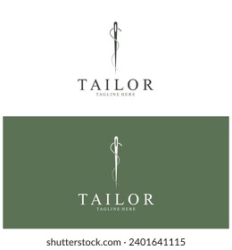 Tailor Logo  Needle  Thread Vector Design  vintage logo