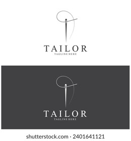 Tailor Logo  Needle  Thread Vector Design  vintage logo
