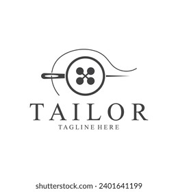 Tailor Logo  Needle  Thread Vector Design  vintage logo