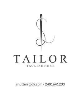 Tailor Logo  Needle  Thread Vector Design  vintage logo