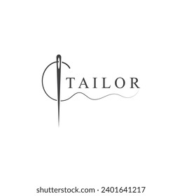 Tailor Logo  Needle  Thread Vector Design  vintage logo