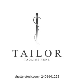 Tailor Logo  Needle  Thread Vector Design  vintage logo