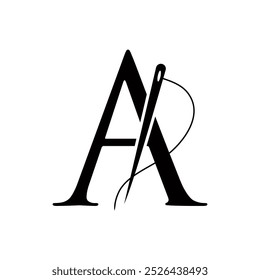 Tailor Logo On Letter A Concept With Needle And Thread Symbol. Fabric Sign