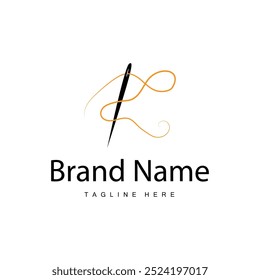 Personalizado logotipo vetor modelo agulha e linha preto silhueta design simples ferramenta de costura marca do produto