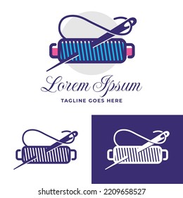 Tailor logo vector, thread and needle icon