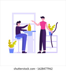 The tailor makes a customer's clothes order vector illustration, suitable for landing page, ui, website, mobile app, editorial, poster, flyer, article, and banner