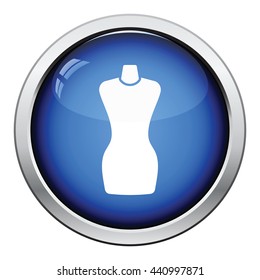 Tailor mannequin icon. Glossy button design. Vector illustration.