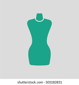 Tailor mannequin icon. Gray background with green. Vector illustration.