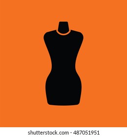 Tailor mannequin icon. Orange background with black. Vector illustration.