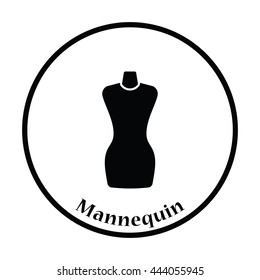 Tailor mannequin icon. Thin circle design. Vector illustration.