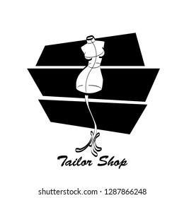 tailor mannequin. sewing mannequin logo, vector illustration