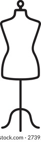 Tailor mannequin torso stand linear icon vector illustration dressmaker dummy isolated on white background
