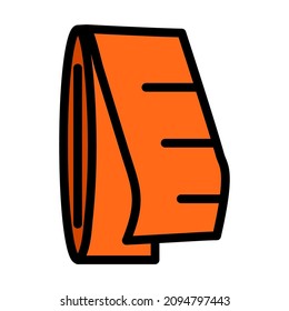 Icono de cinta de medida del patrón. Contorno de negrita editable con diseño de relleno de color. Ilustración vectorial.