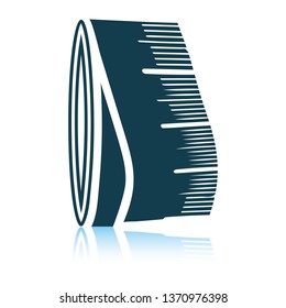 Icono de medida de cinta del patrón. Diseño de reflexión de sombra. Ilustración vectorial.