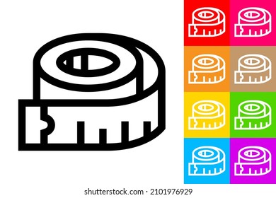 Tailor Measuring Tape. Line Icon With Different Color Background.