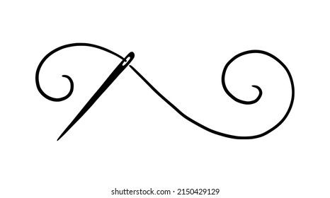 Tailor Needle Thread Hand Drawn Doodle Stock Vector (Royalty Free ...