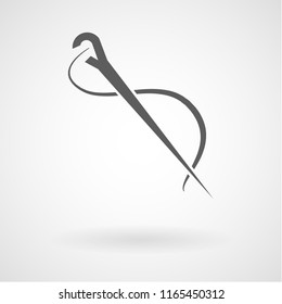 Tailor needle and yarn icon, vector, illustration, eps file