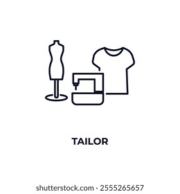 tailor outline icon. Linear vector from fashion concept. Thin line tailor icon isolated on white background