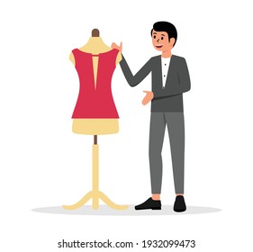 Tailor Profession banner flat concept