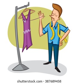 Tailor puts the finishing touches on an evening gown