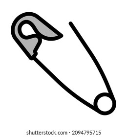 Tailor Safety Pin Icon. Editable Bold Outline With Color Fill Design. Vector Illustration.