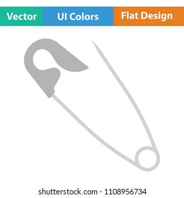 Tailor safety pin icon. Flat color design. Vector illustration.