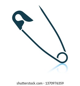 Tailor safety pin icon. Shadow reflection design. Vector illustration.