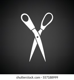 Tailor scissor icon. Black background with white. Vector illustration.