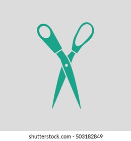 Tailor scissor icon. Gray background with green. Vector illustration.