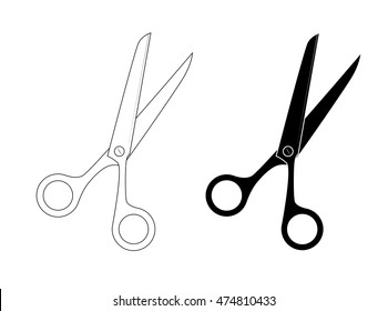 Tailor scissors simple line vector illustration. Scissors silhouette. Cut hair barber icon